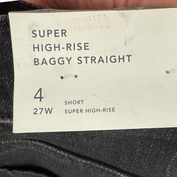 NWT American Eagle Strigid Super High Rise Baggy Straight Black Jeans Sz 4 Short - Picture 5 of 11